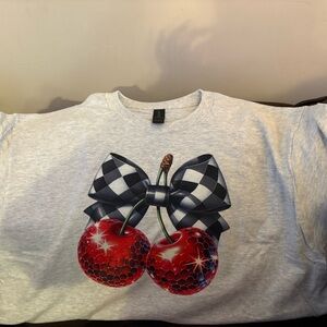 Ladies Graphic T-Shirt with Cherry Design/Homemade